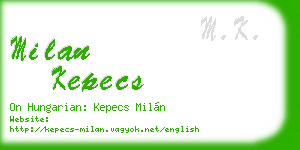 milan kepecs business card